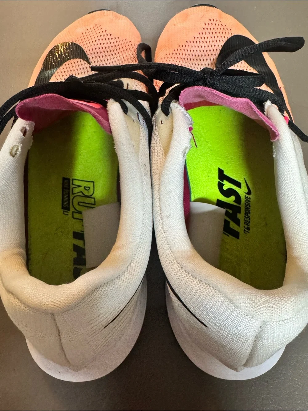 Nike Women’s Gradient Running Shoes in Pink and Orange with Black Swoosh